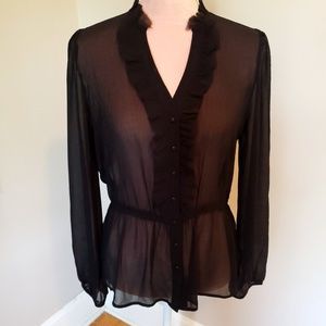 Black long sleeve Sheer Jonathan Martin Blouse